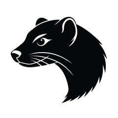 Ferret Head Silhouette Vector Art Illustration and Black Ferret Head Design