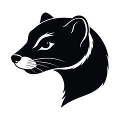 Ferret Head Silhouette Vector Art Illustration and Black Ferret Head Design