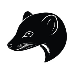 Mongoose Head Silhouette Vector Art Illustration and Black Mongoose Head Design
