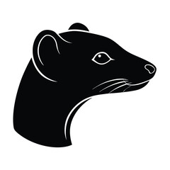 Mongoose Head Silhouette Vector Art Illustration and Black Mongoose Head Design