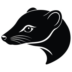 Mongoose Head Silhouette Vector Art Illustration and Black Mongoose Head Design