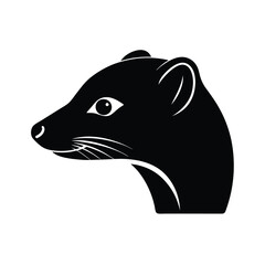 Mongoose Head Silhouette Vector Art Illustration and Black Mongoose Head Design