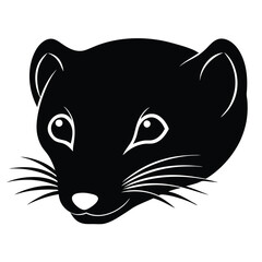 Mongoose Head Silhouette Vector Art Illustration and Black Mongoose Head Design