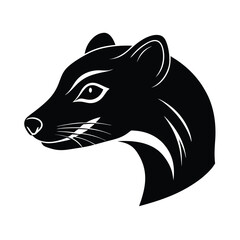 Weasel Head Silhouette Vector Art and Black Color Unique Weasel Head Illustration
