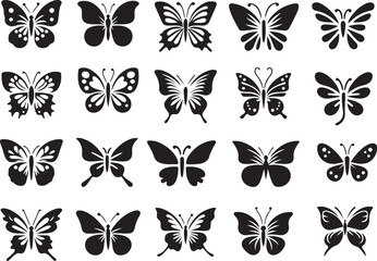 Butterfly silhouette icon set in vector illustration