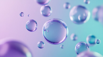 A kaleidoscopic explosion of vibrant orbs, Abstract trendy background with iridescent pastel pink and purple bubbles