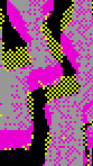Abstract Pixel Art 8 bit background with Vibrant Pink and Yellow Geometric Patterns