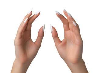 Isolated Pair of Hands with White Manicure