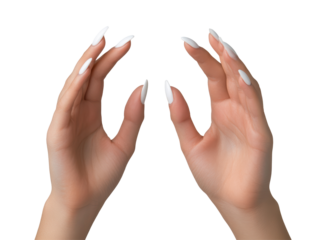 Isolated Pair of Hands with White Manicure