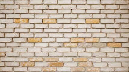 Obraz premium A close-up view of a textured brick wall featuring a mix of white and beige bricks, creating a warm and inviting atmosphere.
