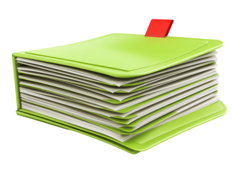 Isolated Green File Folder Stack