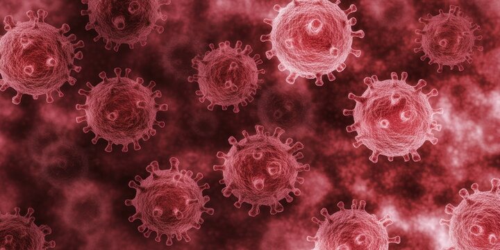 Malignant Hyperthermia Awareness and Training Month Microscopic view of red virology pathogens on a cellular background