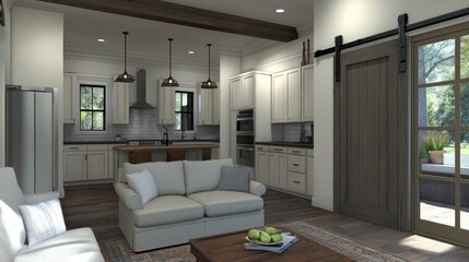 Modern Farmhouse Living Room Kitchen Design