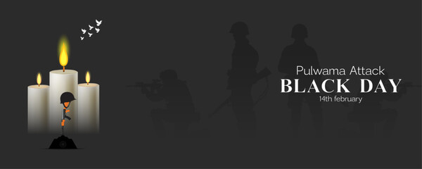 14th Feb Black Day, Pulwama Attack, Black Day Banner, 