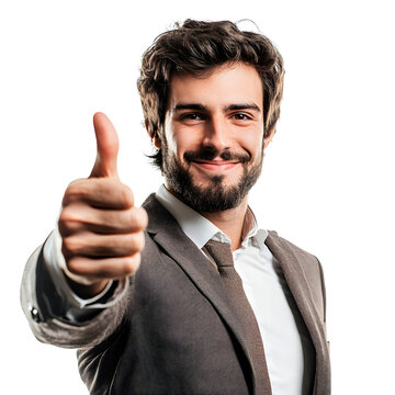 Businessman showing thumbs up
