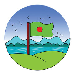 Bangladesh Flag and Natural Environment.