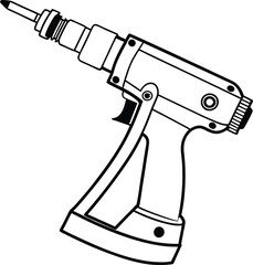 Handheld Drill Tool Illustration - Classic Silhouette of a Cordless Screw Gun for Precise Drilling Tasks