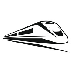 a symbolic logo of a high-speed train with sleek, angular lines