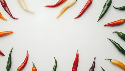 Ripe hot chili peppers on white background