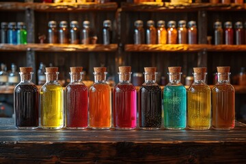 Vibrant Bottles of Artisanal Syrups