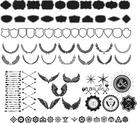 set of elements for design,  collection of elements for crest making