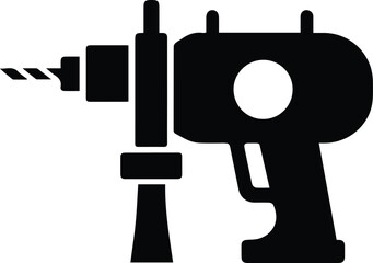 Handheld Power Drill Silhouette - Stylized Representation of a Power Drill Used for Drilling and Screwing Applications