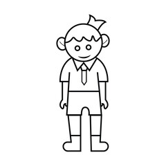 Cute little school boy cartoon vector illustration.