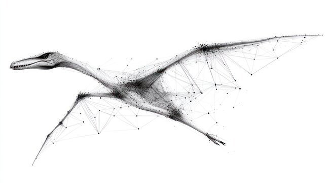 Abstract polygonal pterosaur in flight. (1)