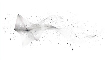 Abstract grayscale wave with particles.