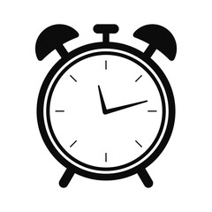 Black alarm clock icon on white background