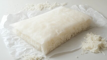 Soft and Fluffy Rice Noodles on White Background