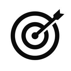 Black target icon on white background