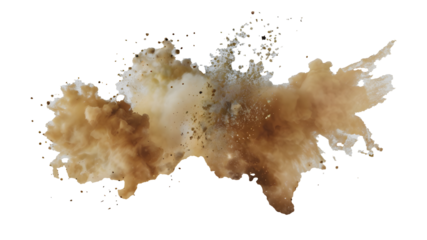 Sandstorm with flying dust and small particles, isolated on a transparent background in PNG format.