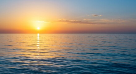 Calm Blue Sea During Golden Hour