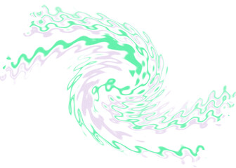An abstract transparent psychedelic wavy spiral shape design element overlay.