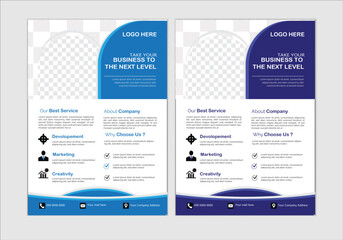  bundle of 2 templates of different colors a4 flyer template, modern business flyer template, abstract business flyer and creative design, IT company flyer and editable vector template design