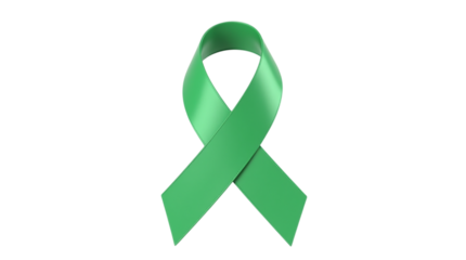 Green Mental Health Awareness Ribbon Isolated on a Transparent Background (PNG).