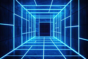 Obraz premium A corridor illuminated with neon lights