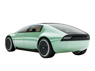 Isolated Green Electric Car Rear View