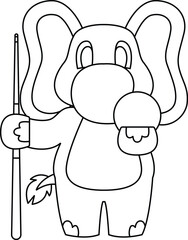 Elephant Billiard Queue Animal Vector Graphic Art Illustration