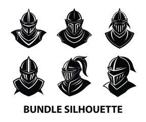 Fantasy warrior silhouette isolated, knight, fighter vector illustration, Knight Silhouette Knight Male Warrior Silhouette.