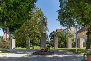 Statue of the Mother of God in front of the Church of St. Anastasija in Samobor, Croatia.