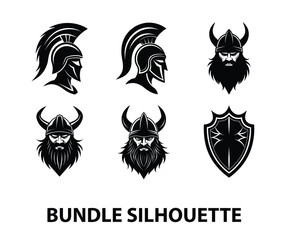 Fantasy warrior silhouette isolated, knight, fighter vector illustration, Knight Silhouette Knight Male Warrior Silhouette.