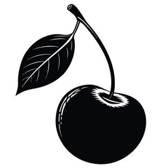 Cherry Fruits Silhouette Vector Illustration