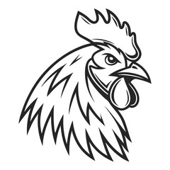 Obraz premium chicken logo, black outline, vector graphic, transparent background
