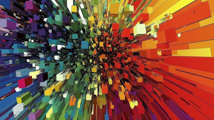 Vertical stripes in many colors.