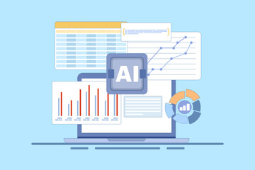 AI Enhanced Data Visualization Concept for Business Insights. Use AI to transform data into actionable visual insights for better decision making. data dashboard with AI generated charts.