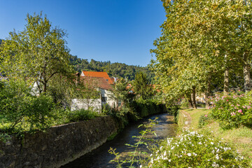 View of Gradna stream and Samobor pedestrian walkway, Croatia.