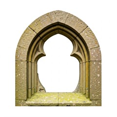 Fototapeta premium old stone medieval gothic window frame, isolated on white