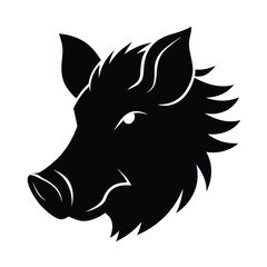 Boar Head Silhouette Vector Art and Black Color Boar Head Design Illustration